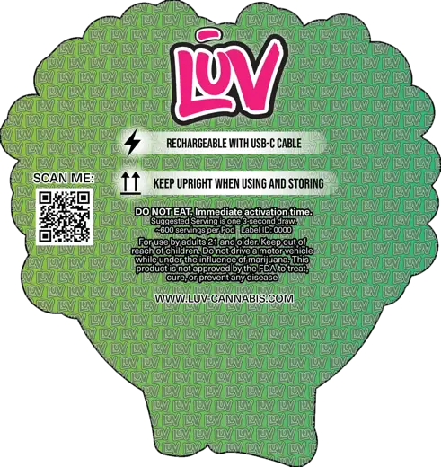LUV Bacio Gelato 2G disposable vape pack, back