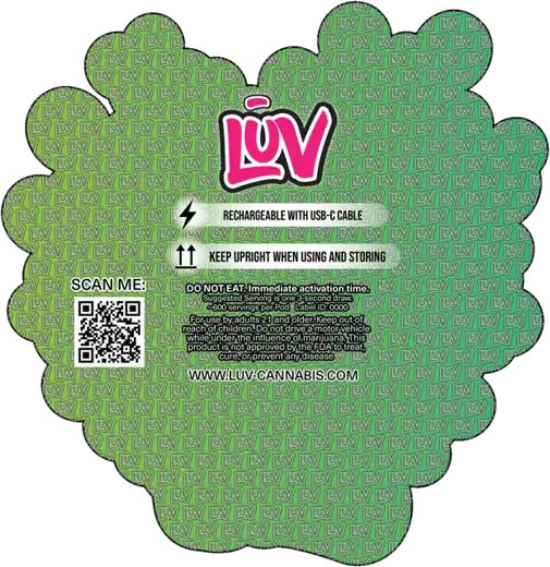 LUV Durban Poison 2G disposable vape pack, back