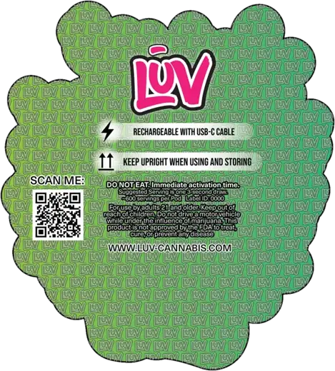LUV Garlic Cookies 2G disposable vape pack, back