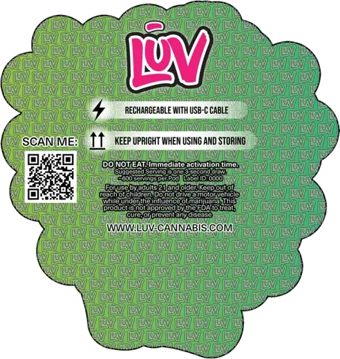 LUV Grape Gas 2G disposable vape pack, back