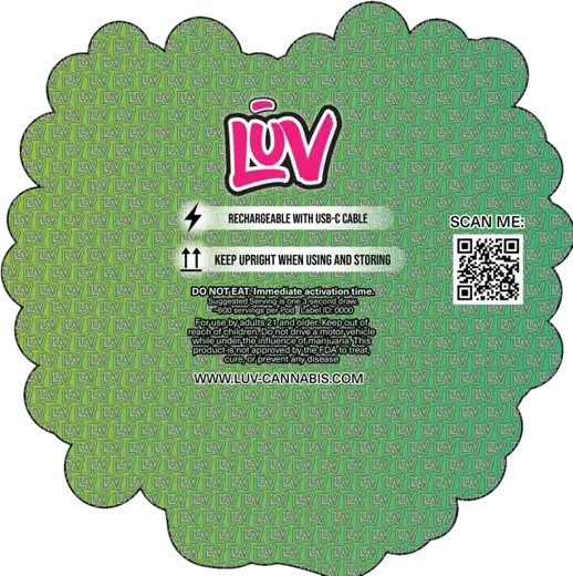 LUV Green Apple 2G disposable vape pack, back