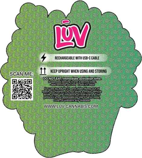 LUV Lightning Lime 2G disposable vape pack, back