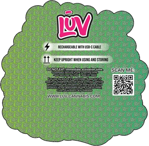 LUV Many Berries 2G disposable vape pack, back