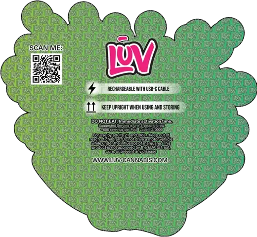 LUV Melon Blast 2G disposable vape pack, back