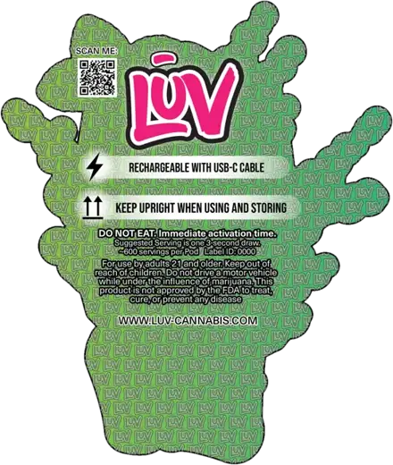 LUV Mojito 2G disposable vape pack, back