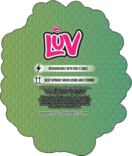 LUV Pineapple Blast 2G disposable vape pack, back