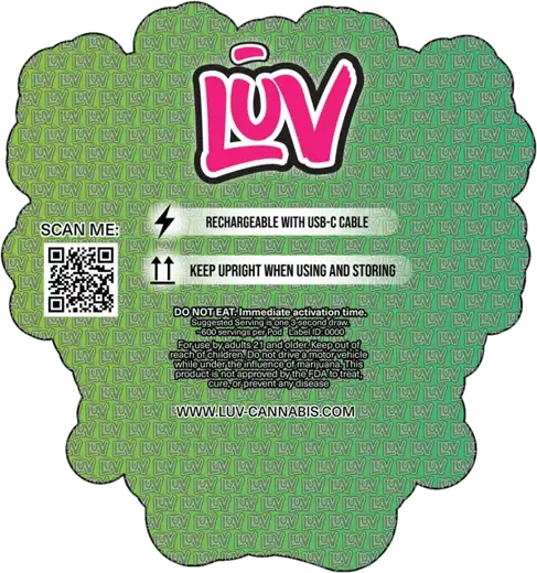 LUV Pink Lemonade 2G disposable vape pack, back